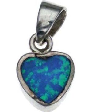 Turquoise Opal Heart Sterling Silver Pendant