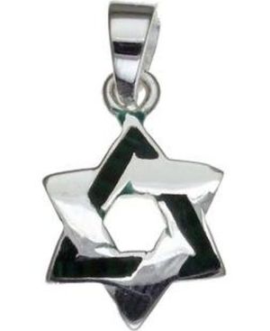 Intertwined Star of David Black Stone & Sterling Silver Pendant