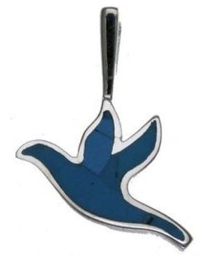 Blue Dove of Peace Sterling Silver Pendant