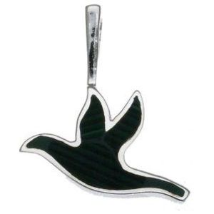 Black Dove of Peace Sterling Silver Pendant