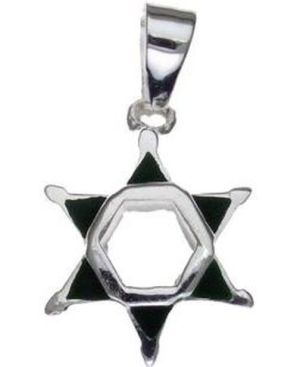 Star of David with Hexagon Center Sterling Silver Pendant