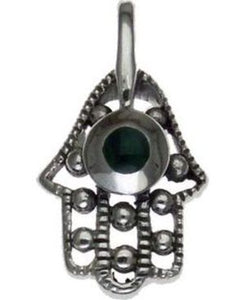 Hmasa with Black Eye Sterling Silver Pendant