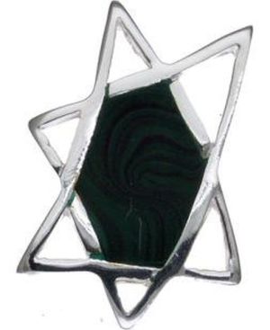 Stretched Star of David with Black Center Sterling Silver Pendant