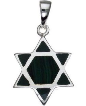 Star of David with Black Segments Sterling Silver Pendant