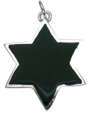 Star of David with Black Fill Sterling Silver Pendant