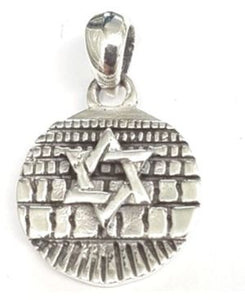 Kotel with Start of David Disc Sterling Silver Pendant