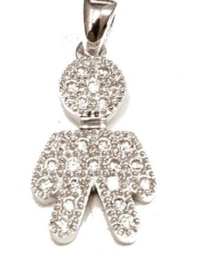 Boy with White Crystals Sterling Silver Pendant