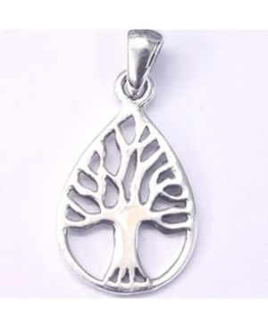 Tree of Life in Teardrop Border Sterling Silver Pendant