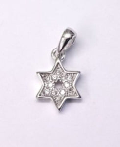 Star of David with Sunk Crystals Sterling Silver Pendant