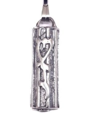 Mezuzah with Sha-Da-Y (G-d's name) & Vertical Lines Sterling Silver Pendant