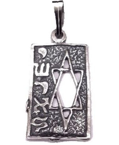 Star of David on Recangular Plate with "Israel" Sterling Silver Pendant