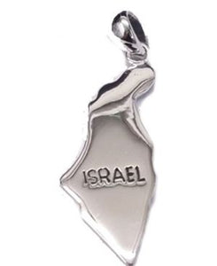 Solid Israel Shape and Inscription Sterling Silver Pendant