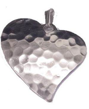 Hammered Lopsided Heart Plate Sterling Silver Pendant