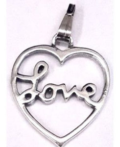 "Love" Cutout Heart Sterling Silver Pendant