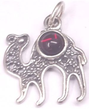 Camel with Red Stone Sterling Silver Pendant