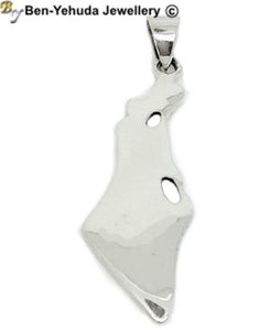 Map of Israel Plate Sterling Silver Pendant