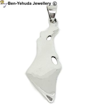 Map of Israel Plate Sterling Silver Pendant