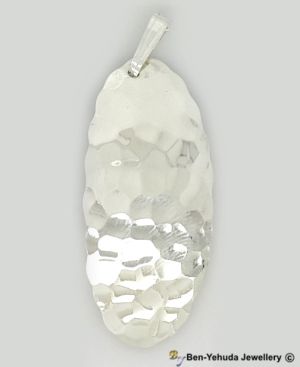 Hammered Oval Plate Sterling Silver Pendant