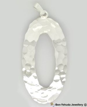 Hammered Cutout Oval Sterling Silver Pendant