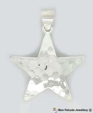 Hammered Star Plate Sterling Silver Pendant