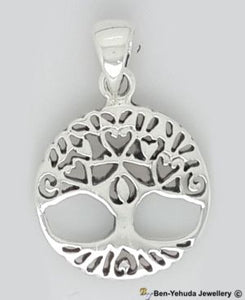 Classic Tree of Life Circle Sterling Silver Pendant