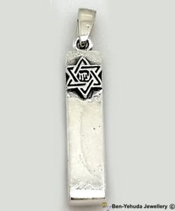 Mezuza with "Zion" Star of David Sterling Silver Pendant