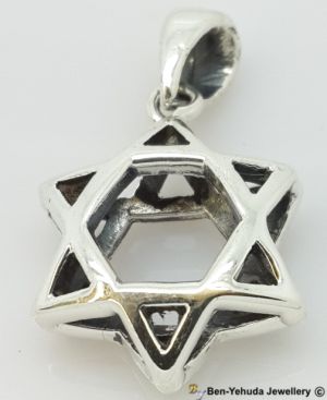 Double Sided Convex Star of David Sterling Silver Pendant