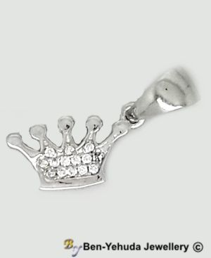 Crown with Crystals Sterling Silver Pendant