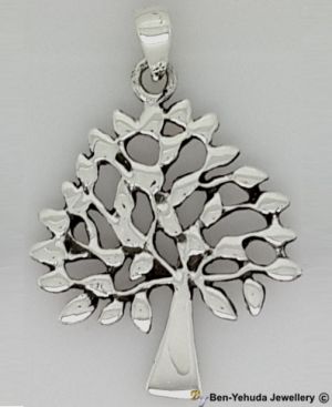 Tree of Life with Large Leaves Sterling Silver Pendant