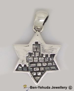 Star of David with Jerusalem Sterling Silver Pendant