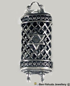 Torah with Star of David Sterling Silver Pendant