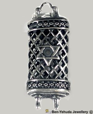 Torah with Star of David Sterling Silver Pendant