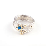 Gold Star of David with Opal Gold & Silver Ring