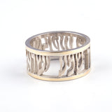 Cut out "Hear O Israel"Blessing Gold & Silver Ring