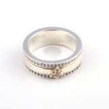 Gold Star of David with Swarovsky Crystal  Gold & Silver Ring