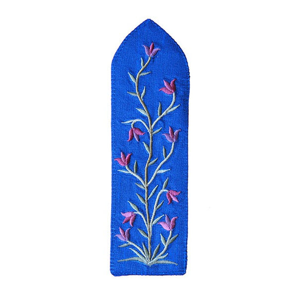 Bookmark - Embroidered - Flowers Blue