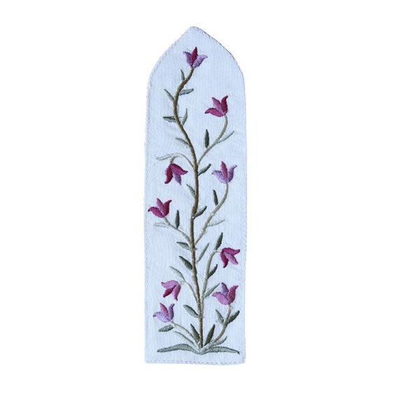 Bookmark - Embroidered - Flowers White