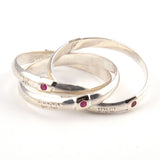 3 piece Waved and Ruby Stone With 3 Blessings "G-d Will Bless You" "I Am for my Beloved" "Hear O Israel"   Gold & Silver Ring