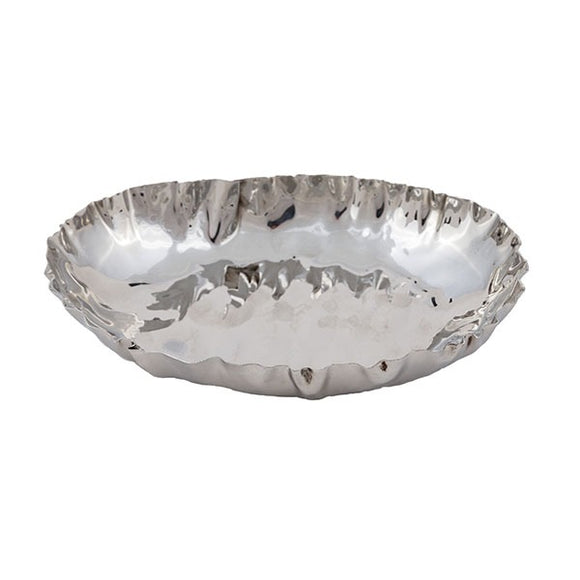 Bowl - Crinkled Stainless Steel - Oval - 17 x 12 cm