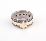 Spinning Gold Star with Swarovsky Crystal Gold & Silver Ring