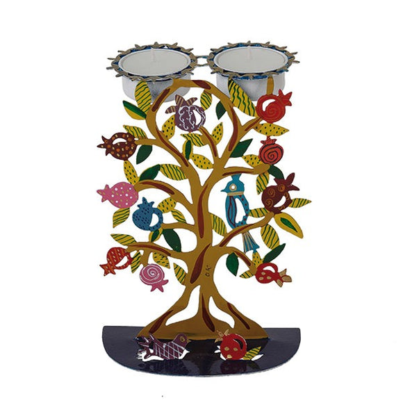 Candlesticks - Laser Cut & Hand Painted - Pomegranate Tree