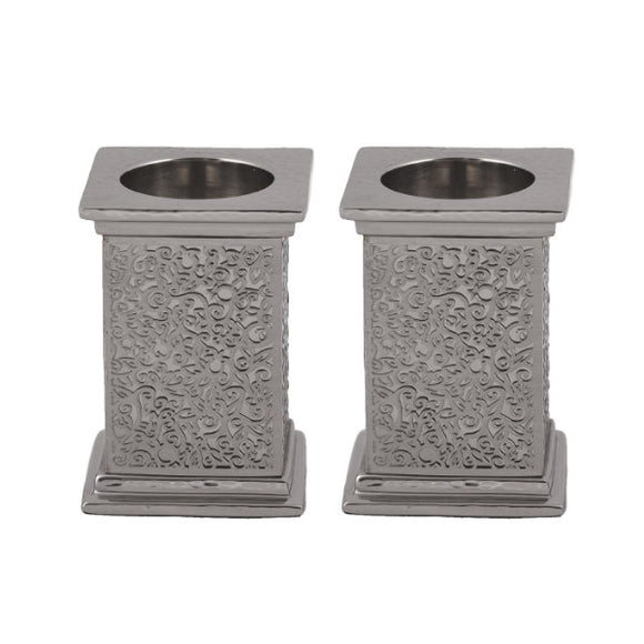 Square Candlesticks & Metal Cutout - Hammer Work & Stainless Steel