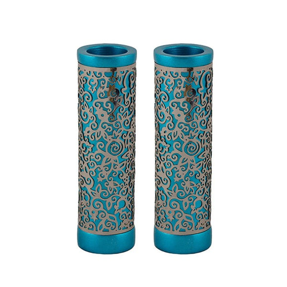 Round Candlesticks & Metal Cutout - Turquoise