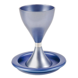 Modern Kiddush Cup & Plate - Blue