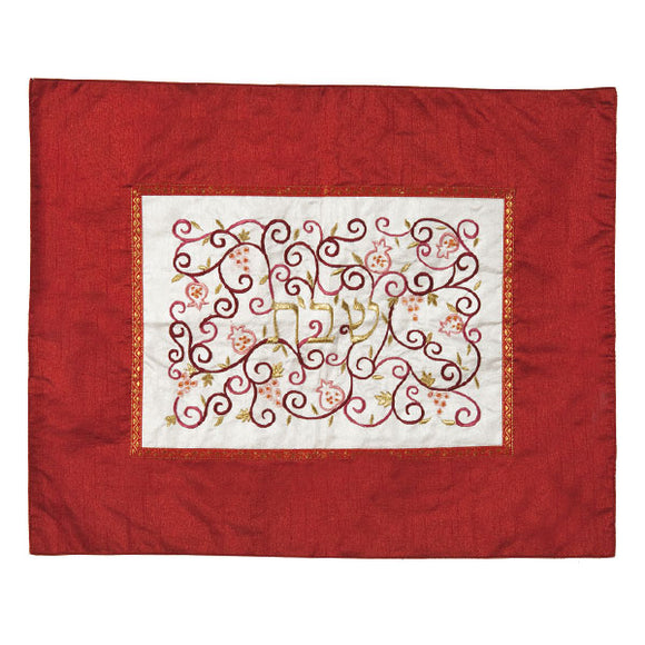 Challah Cover - Center Embroidery - Maroon