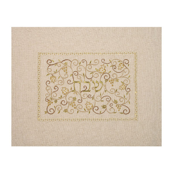 Challah Cover - Center Embroidery - Linen