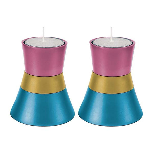 Small Candlesticks - Turquoise & Pink
