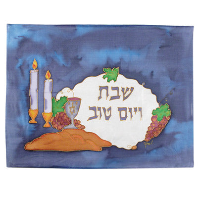 Challah Cover - Hand Painted Silk - Challah And Candles
