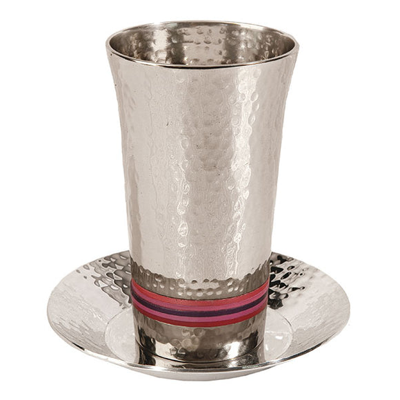 Kiddush Cup - Hammer Work & Rings - Maroon