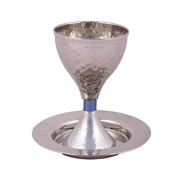 Modern Kiddush Cup - Hammer Work - Blue